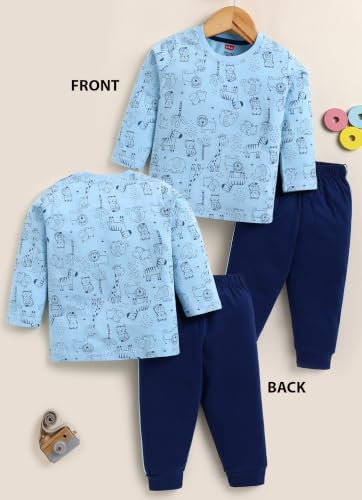 Image of LuvLap Baby Boys 100% Cotton Full Sleeve Boys T-Shirt & Pyjama Sets, Pack Of 3