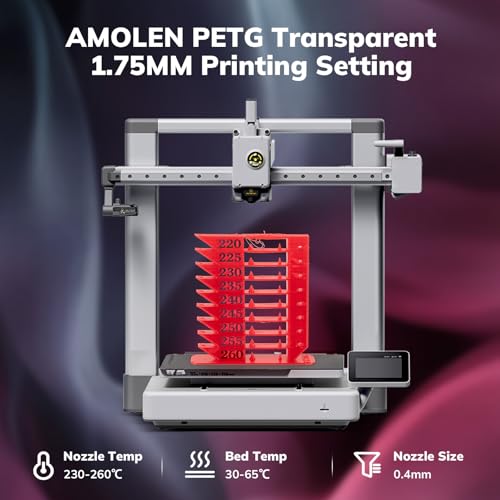 Image of AMOLEN Rapid PETG Transparent 3D Printer Filament 1.75mm Transcucent + /-0.02mm,500mm /s High Speed Strong Toughness Christmas Multicolor Bundle Black /Purple /Red /Orange 250gx4