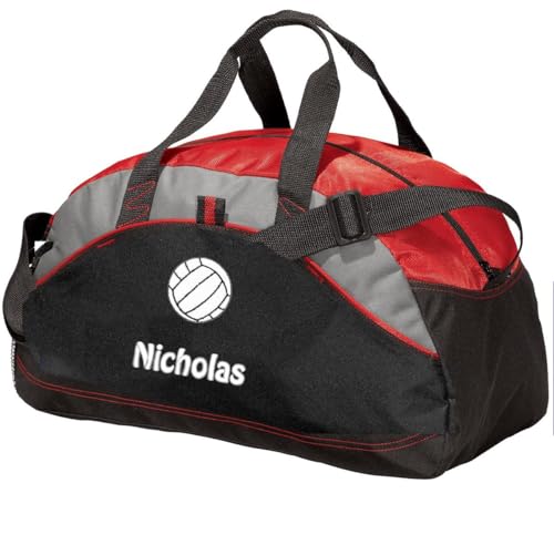 Personalized Volleyball Duffel Bag, Men and Women, Custom Sport Bag with Monogrammed Name, Red