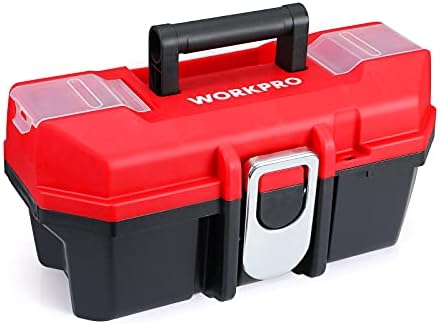 WORKPRO Tool Box Portable 10 Min Inner with Removable Tray Heavy Duty Toolbox with Metal Latch. ...