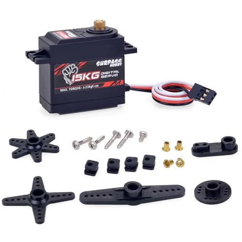 RC 15KG Servo High Torque Metal Gear Steering Servo Waterproof Low Profile Servo Motor for 1/8 1/10 1/12 RC Cars