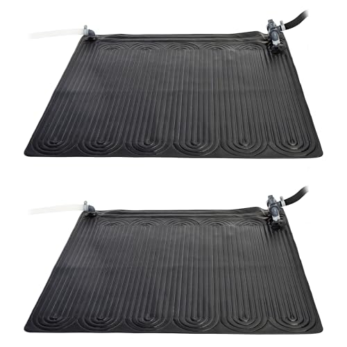 Intex 47 Inch x 47 Inch Solar Pool Heater Mat for 8,000 Gallon Above Ground Pool with Hose Attachment and Bypass Valve, Black (2 Pack)