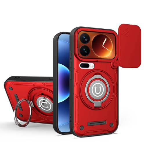 Coque Xiaomi 17 Pro anti-rayure caméra avec support de visionnage rouge