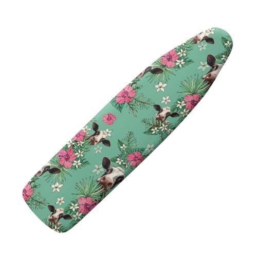 Funda Tabla de Planchar Hojas De Vaca Verde Funda Plancha Universal Ajustable Bordes Elásticos Antideslizantes Resistente al Calor Poliéster Fácil de Quitar y Lavar (L)
