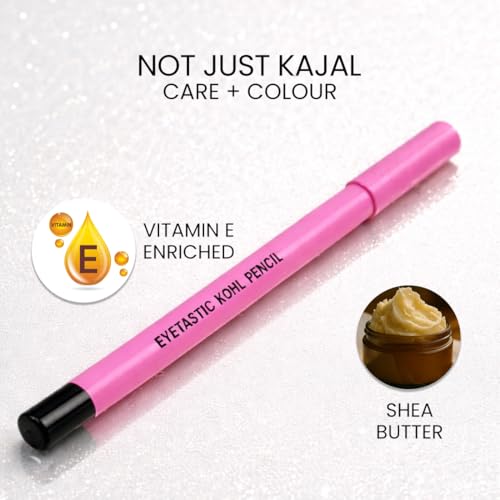 Image of Coloressence Eyetastic Kohl Kajal Pencil, Bold Black, 1.2gm | Long Lasting | Smudgeproof | Infused with Vitamin-E, Shea Butter | One Swipe Application