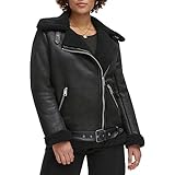 Levi's Women's Faux Shearling Moto, Black