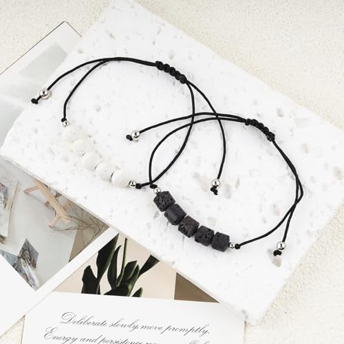 First Day of School Gift for Mama and Mini,Mommy and Me,Back to School Bracelets Lava Rock Natural Stone Beads Strand Bracelet for Teacher,Anniversary Birthday Christmas Gifts3