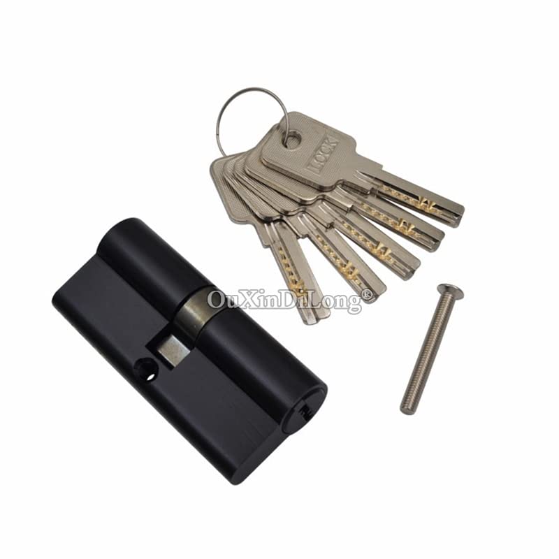 Bombin Cerradura 1 Uds. Cerradura de puerta embutida de latón puro negro, cilindro de bloqueo de núcleo, piezas de reparación de Gall + 5 llaves 70mm/80mm/90mm Cerradura Antibumping ( Color : 90mm Dou