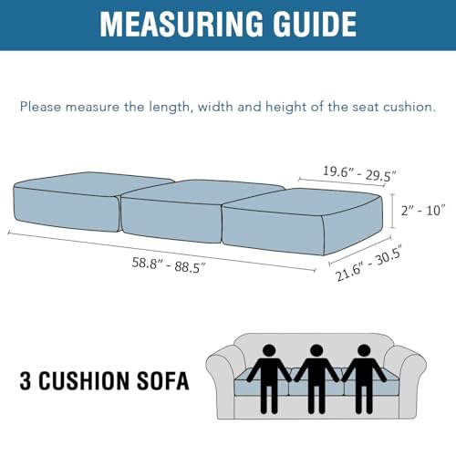 H.VERSAILTEX Velvet Stretch Couch Cushion Cover Plush Cushion Slipcover for Chair Loveseat Sofa Cushion Furniture Protector Seat Cushion Sofa Cover (3 Piece Sofa Cushion Covers, Ivory) - Image 3