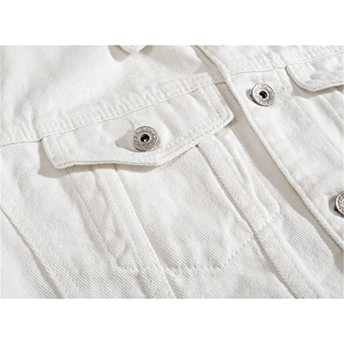 Veste punk hip-hop homme blanche blouson en jean d'automne destroy - 6
