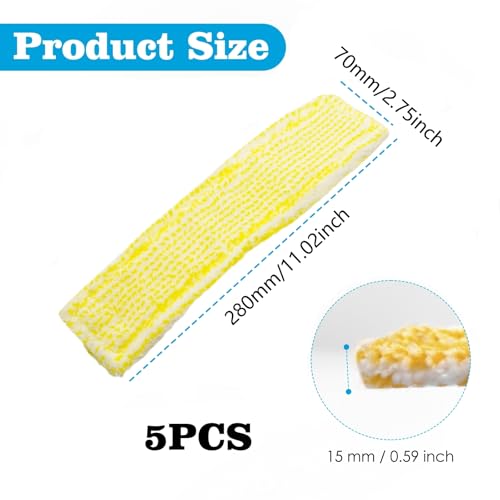 5 Stück Ersatzpads für Kärcher Fenstersauger, Fenstersauger Zubehör Wischbezug, Fensterreiniger Ersatzteile für Kärcher Fensterreiniger, Mikrofaser Wischmopppad für Fenstersauger für WV2 WV5