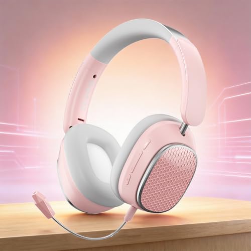 Image of Wireless Bluetooth Headphones with Active Noise Cancelling (Up to 48dB),60H Playtime,Hi-Res Audio,40mm Drivers,Spatial Sound,Foldable,Detachable Mic(Wired /Wireless Use),M12 Pink.