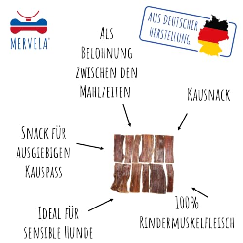 MERVELA® Rinder-Dörrfleisch für Hunde 500 g | 100% Rind | Monoprotein