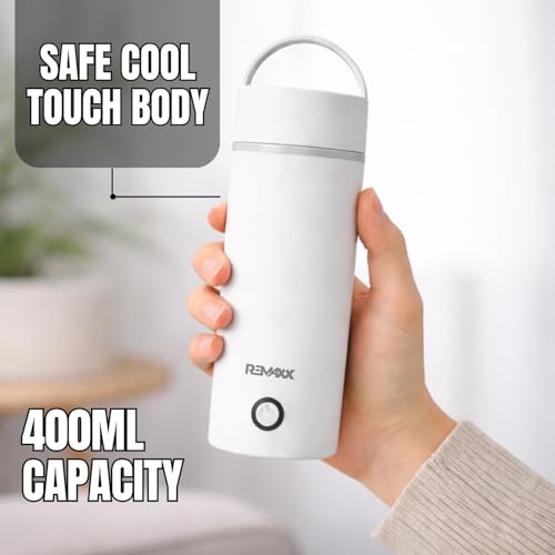 Image of Remaxx Thermo X 400 ml Electric Kettle | Food Grade Stainless Steel | Quick Boil | For Hot Water | Auto Shut-Off | Leak Proof | Cool Touch Exterior | Office, Travel & Home (Portable)