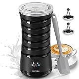 Secura Electric Milk Frother, Automatic Milk Steamer, 4-IN-1 Hot & Cold Foam Maker-8.4oz/240ml Milk Warmer for Latte, Cappuccinos, Macchiato with Silicone Spatula, Quiet Operation & Shut-off (Black)