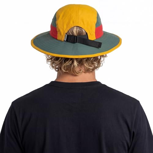 Image of Color-Blocked Fisherman Style Sun Hat for Outdoor Camping, Surfing & Vacations - Wide Brim, UV Protective, Anti-Slip