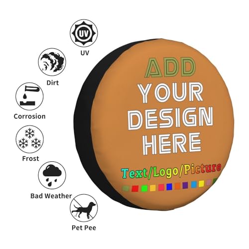 Image of Custom Spare Tire Cover with Picture, Customize Wheel Cover with Logo Personalized Waterproof Dust-Proof Polyester Tire Protectors for Trailer RV SUV All Vehicle, Peru