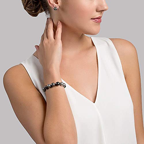 The Pearl Source 14K Gold 9-10mm Baroque Genuine Multicolor Tahitian South Sea Cultured Pearl Bracelet for Women3