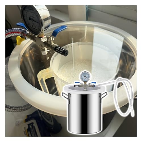 Large Vacuum Degassing Chamber Resin Bubble Remover, 100 75 72 50 35 20 12 6 L Stainless Steel Wood Stabilizer Kit, with Acrylic Visual Window(2Gal/6L)