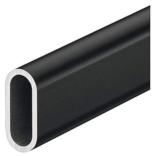 Armadio guardaroba GEDOTEC OVA | Appendiabiti in alluminio nero opaco | Tubo per armadio 1000 mm | Barra della lavanderia 30 x 14 mm | tubo per mobili per montaggio a parete e soffitto - 1 pezzo