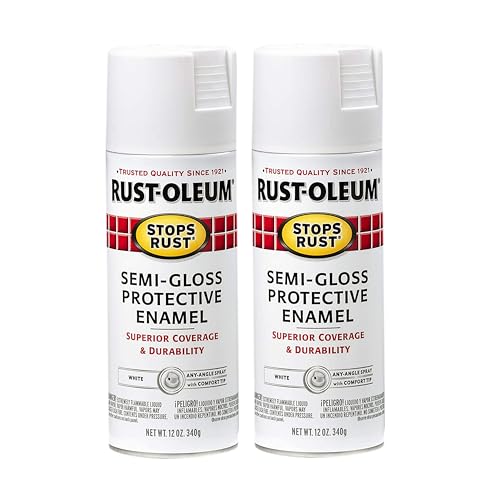 Image of Rust-Oleum 7797830 Stops Rust Spray Paint, 12 oz, Semi-Gloss White, 2 Pack