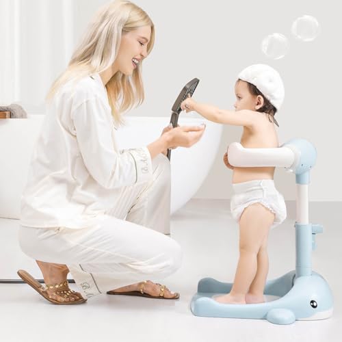 Support de bain pour bébé antidérapant avec poignée extensible pour douche