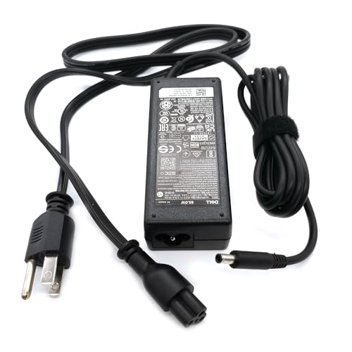 Image of Dell 65W 4.5mm tip Laptop Charger,Latitude 3320 3330 3340 3420 3430 3435 3440 3450 3520 3530 3535 3540 AC Adapter, Black, DA65NM191