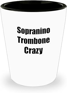 EzGift Funny Sopranino Trombone Crazy Shot Glass Musician Gift Instrument Player Present 1.5 Oz Shotglass