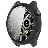 GIOPUEY Cover Compatibile con Honor Watch 6, Pellicola Protettiva Vetro + Cornice in Plastica Rigida Custodia - Black