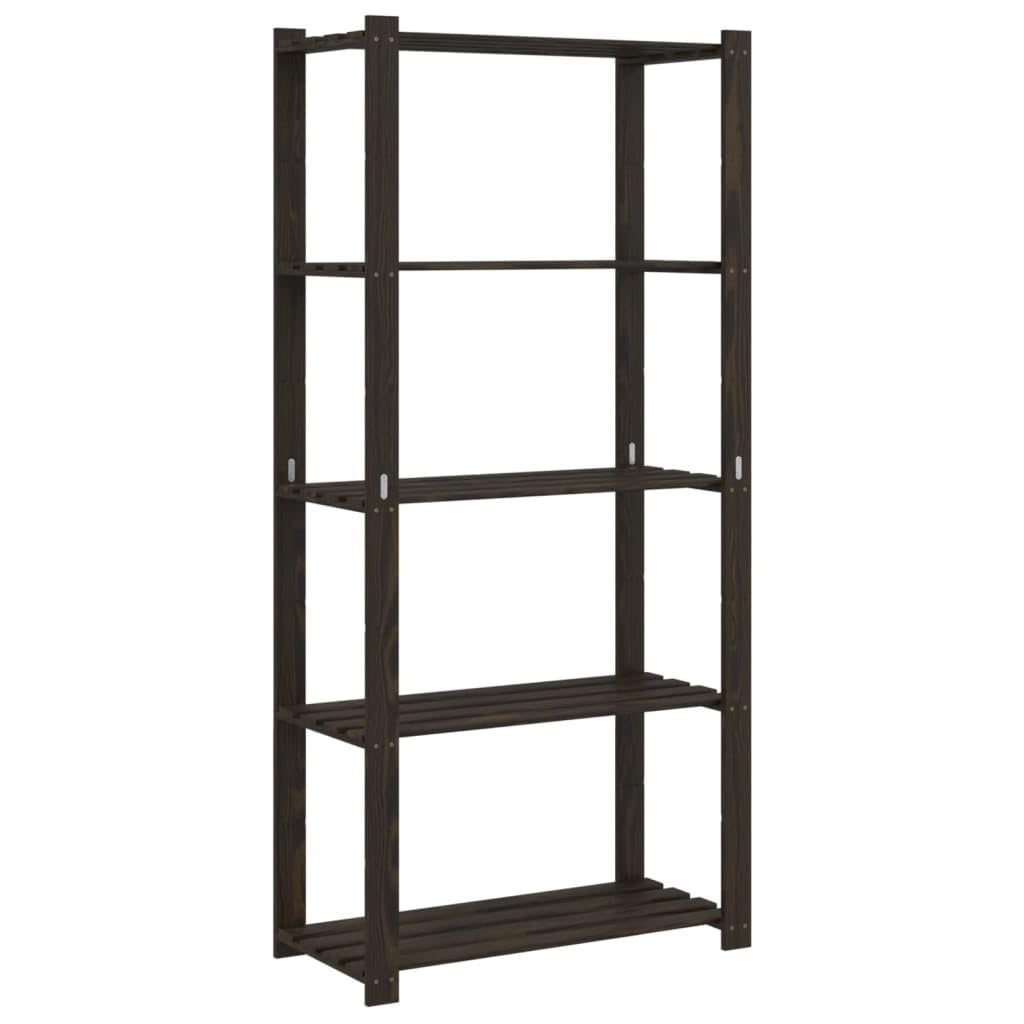 Estantería de 5 niveles madera maciza pino negro 80x38x170 cm, ZEYUAN Estanterias Almacenaje, Estanterias Trastero, Estanterias Para Garaje, Estantes Para Herramientas, Estanteria Almacen - SPU:373407