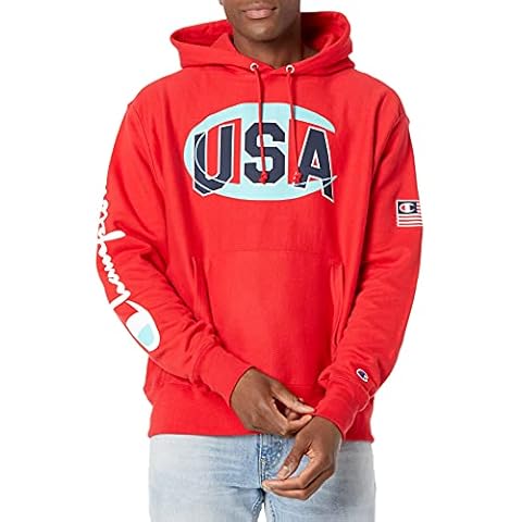 Champion Men's Reverse Weave Hoodie in Red Cover