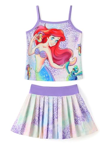 Image of Disney Minnie Frozen Stitch Princess Toddler Girls' Tennis Skirt Sets Kids Athletic Camisole Top & Skort 2 Piece Outfit 2-9Y
