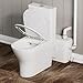 Elongated 18â€ ADA Comfort Upflush Toilet For Basement, 600W Macerating Toilet System With Powerful Rimless Dual-Flush, Soft-Close Seat, 4 Water Inlets Connect to Sink, Shower, Extra Pipes Included