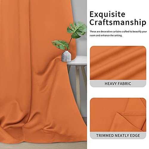 Image of Easy-Going Blackout Curtains for Bedroom, Solid Thermal Insulated Grommet and Noise Reduction Window Drapes, Room Darkening Curtains for Living Room, 2 Panels(42x63 in, Orange)