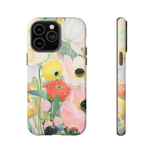 Coque iPhone 14 Pro Max rigide mate anti-rayures motif fleurs oiseaux