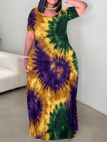 Image of SUZONANA Plus Size Dresses for Women Summer Casual Maxi Dress Short Sleeve Loose Vacation Dress