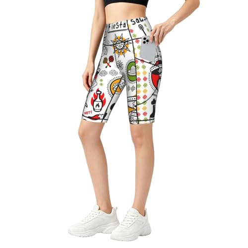 Short de sport mexicain femme à taille haute pour fitness et danse salsa