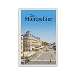 Jdjdu Montpellier France Vintage Affiche de voyage Cadeau Décoration murale Poster Toile Art Poster