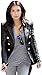 Trending Fashion Kim Kardashian Black Double Breasted Slim Fit Real Leather Jacket Blazer for Womens (Real Leather Coat, M)