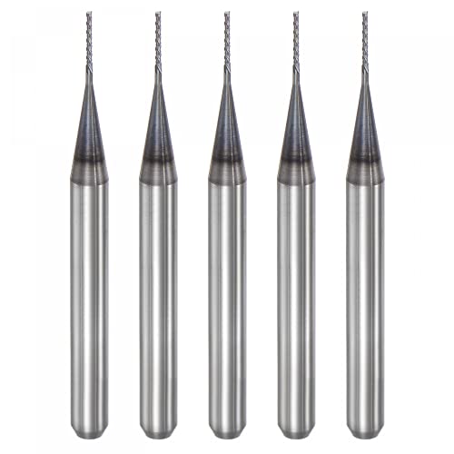 Image of uxcell End Mill CNC Router Bits, 0.5mm x 4mm 1 /8 inch Shank Diamond Film Coated Carbide Engraving Bit Milling Cutter Left Hand for PCB Plastic Fiber Wood 5pcs