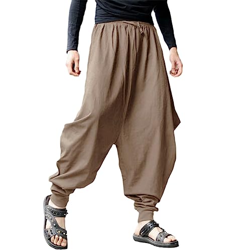 Pantalon sarouel large en coton avec cordon réglable homme