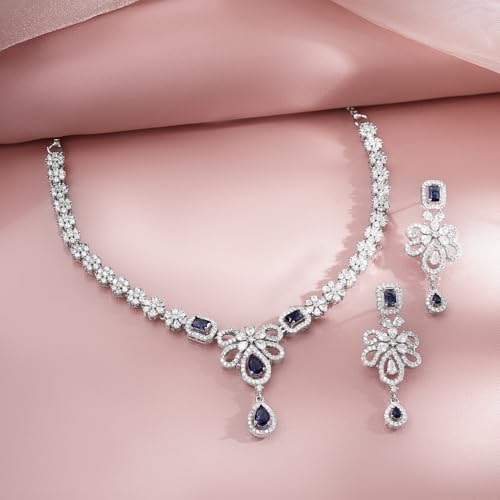 Image of Rubans AD Zircon Traditional Statement Necklace Set for Women