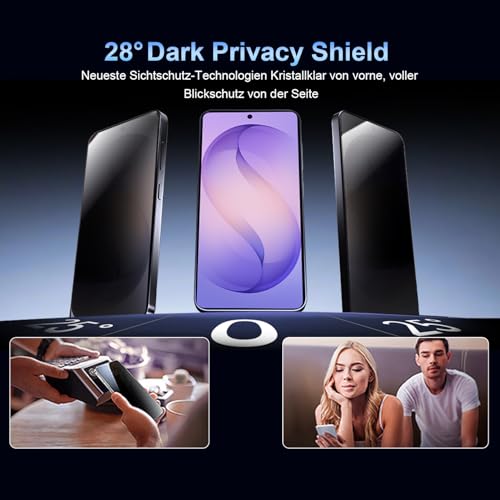 Image of OneFish Privacy Screen Protector Designed Compatible with Samsung Galaxy S26, 9H Tempered Glass, Scratch Resistant Bubble Free, Easy Installation, Auto Dust-Elimination 2 Pack