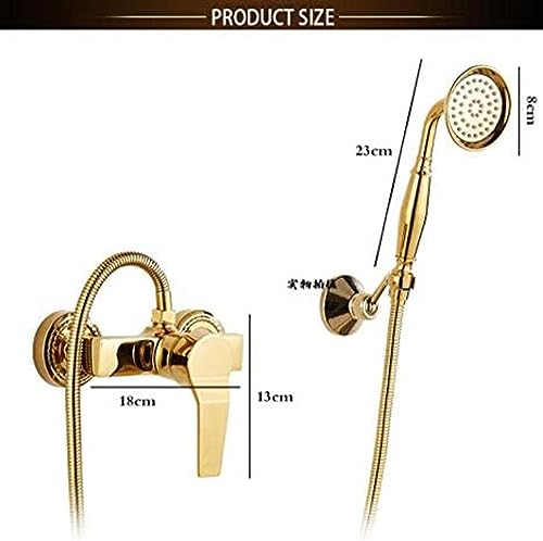Robinets de baignoire mitigeur en laiton doré avec ensemble douche murale - 3
