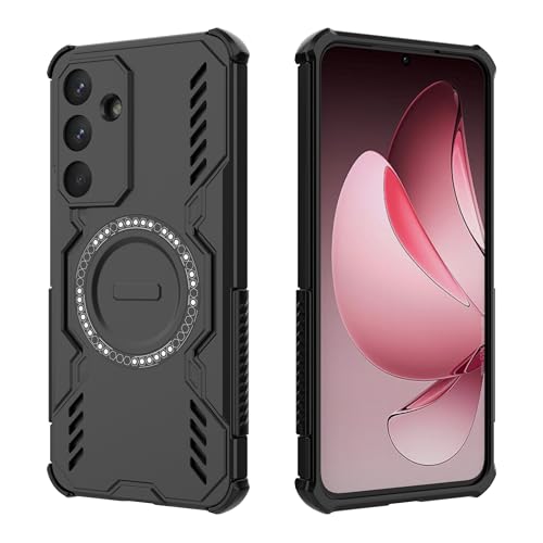 Case Compatibile con Samsung Galaxy S25 FE 5G con S25 FE 5G Custodia magnetica per telefono a forma di anello nero