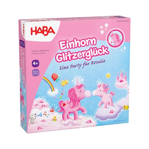 HABA Einhorn Glitzerglück Eine Party für Rosalie Kooperatives Lauf- und Sammelspiel für 2-4 Spieler ab 4 Jahren Brettspiel Kinderspielzeug - 2012228001
