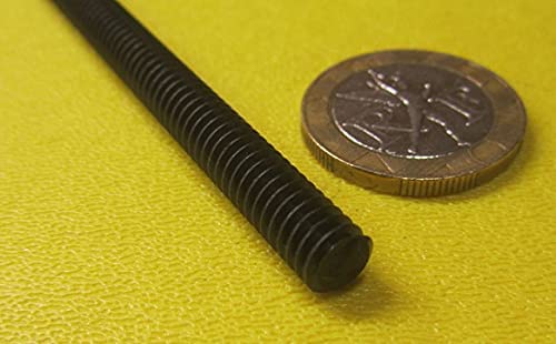 Black Nylon 6/6 Fully Threaded Ro, RH 1/4"-20 x 24 Length 3 Pcs.