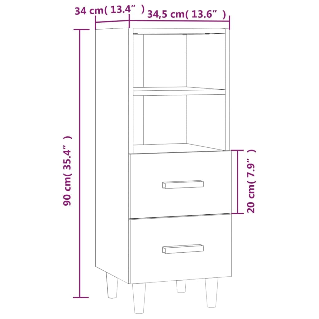 vidaXL Buffet Armoire Latérale Meuble de Rangement Organisateur de Maison Salon Salle de Séjour Blanc Brillant 34,5x34x90 cm Bois d'Ingénierie