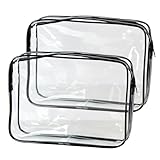 DESKEMAI 2-Pack Clear TSA Approved Toiletry Bag, Quart Size Travel Organizer, Water Resistant, Travel Cosmetic & Makeup Bags, Carry-On Airport Compliant Bag