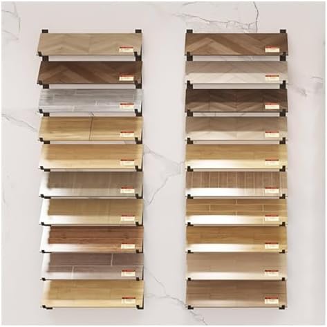 Wall-Mounted Wooden Sample Rack, 10-Tier Iron Art Display Stand for Tiles, Multi-Functional Retail Rack for Exhibition Halls & Stores, Set of 3-140x20.5cm